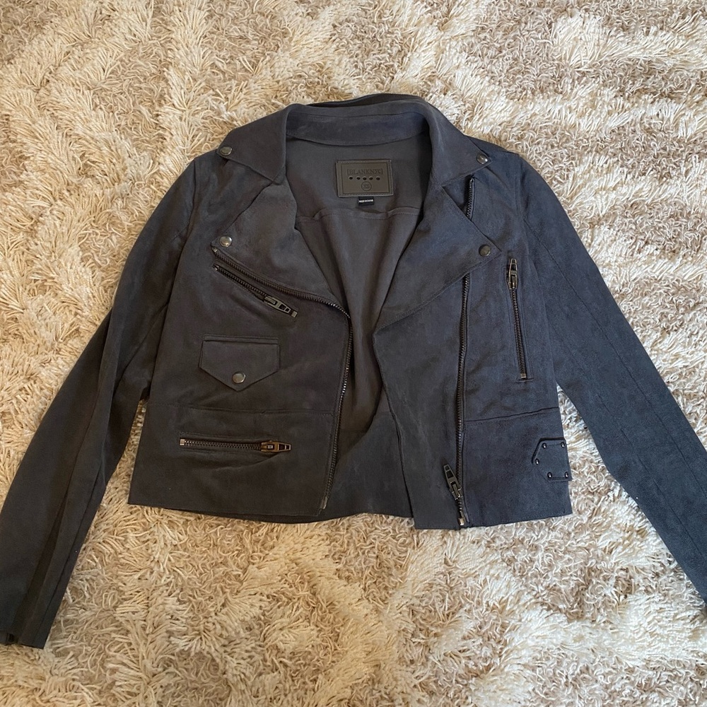 Blank Nyc Navy Suede Moto Jacket l XS